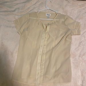 Unique Vintage Cream/Sheer Short Sleeve Blouse
